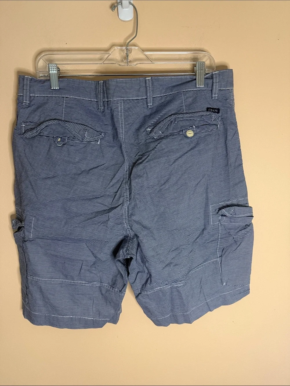 Chaps Men's Navy Blue Pinstripe Cargo Shorts 100% cotton